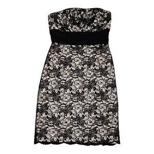 White House Black Market lace sequins strapless short party dress - EUC